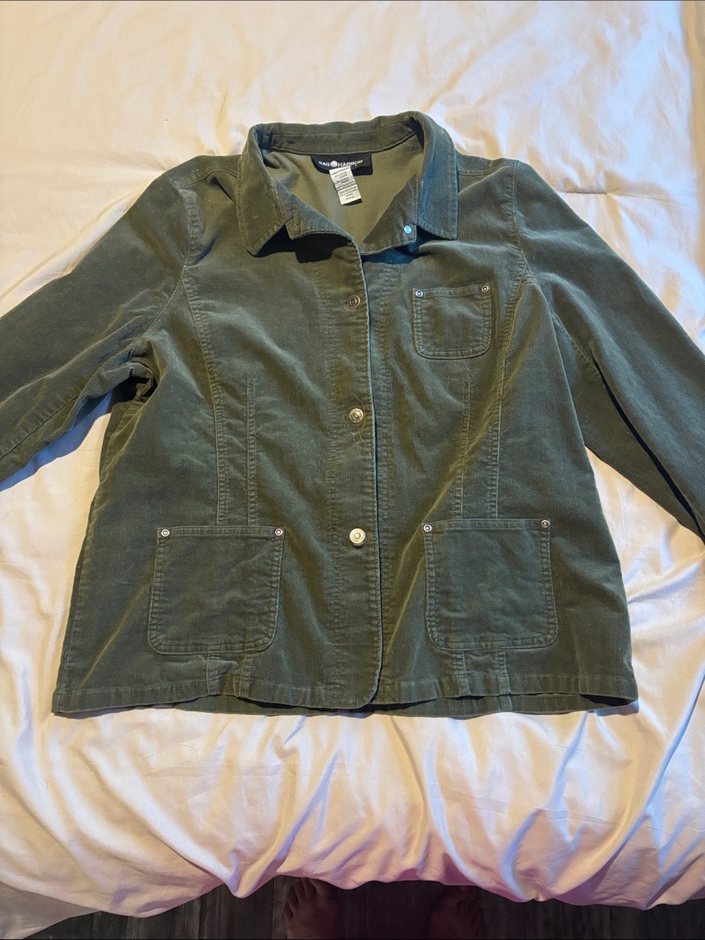 Sag Harbor Olive Green Corduroy Jean Jacket